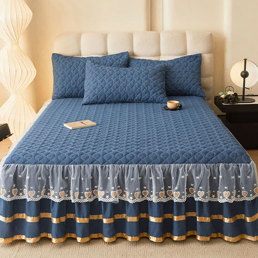 Ownkoti Heart Quilted Bed Skirt Sheet - image 1