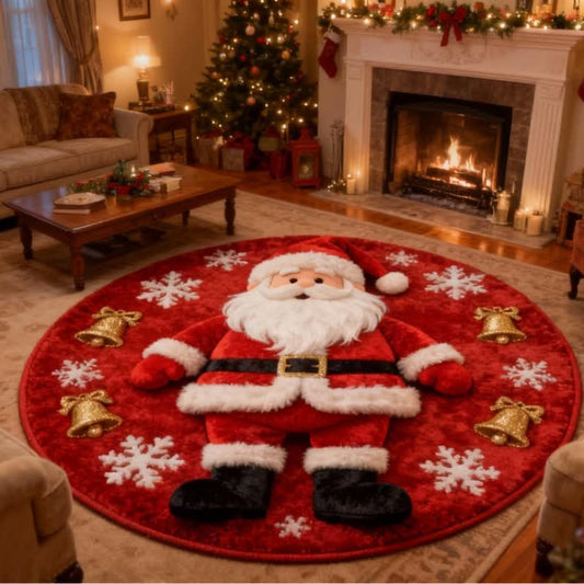 Ownkoti Christmas Santa 3D Effect Rug - A - 55" x 55" - image 0