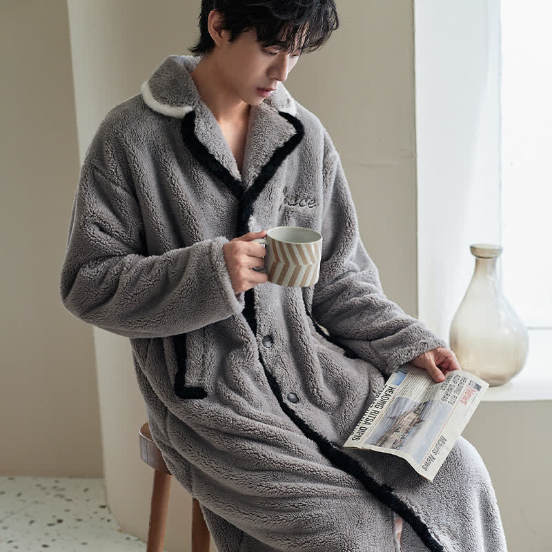 Ownkoti Gray Plush Couple Bathrobe - Gray - Men: 2XL - image 5