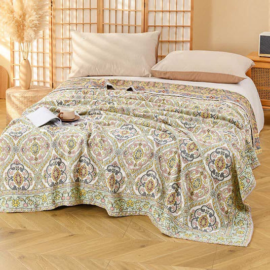 Ownkoti Elegant Vintage Floral Cotton Gauze Blanket - image 1