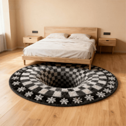 Ownkoti Black Hole 3D Checkered Rug - image 1