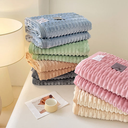 Ownkoti Minimalist Solid Textured Fleece Throw Blanket - image 1