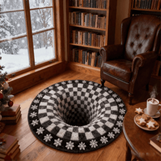 Ownkoti Black Hole 3D Checkered Rug - image 0