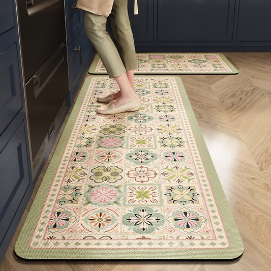 Geometric Pattern Absorbent Kitchen Rug - 23" x 35"+23" x 79" - image 0