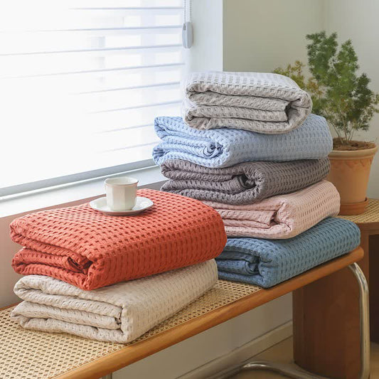 Solid Waffle Cotton Gauze Blanket - image 0