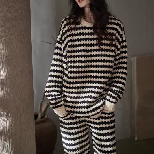 Stripe Pattern Plush Loungewear Set - image 1