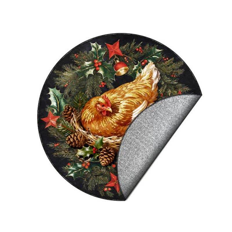 Christmas Rooster Non-Slip Round Area Rug - image 16