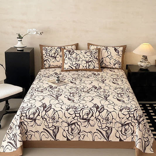 Abstract Flower Brushed Cotton Sheet Bedspread - image 1