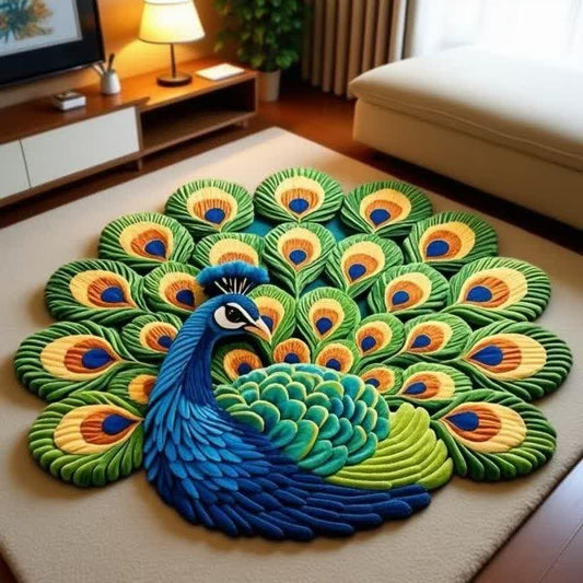 Peacock Floral 3D Effect Rug - B - 63" - image 1