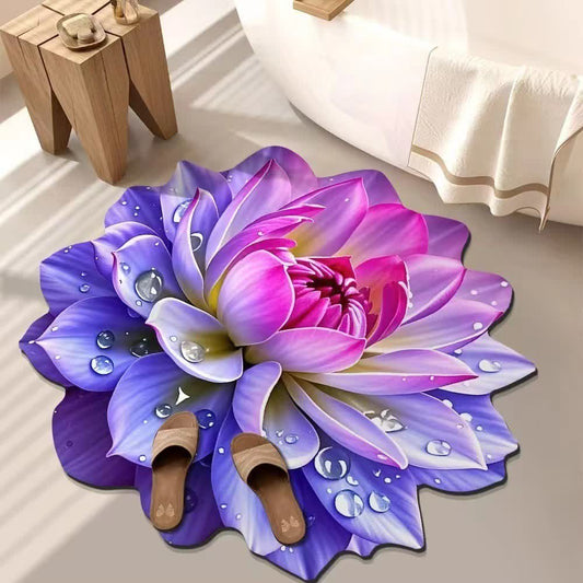 Colorful Floral 3D Effect Rug - Purple & Pink - 55" - image 0