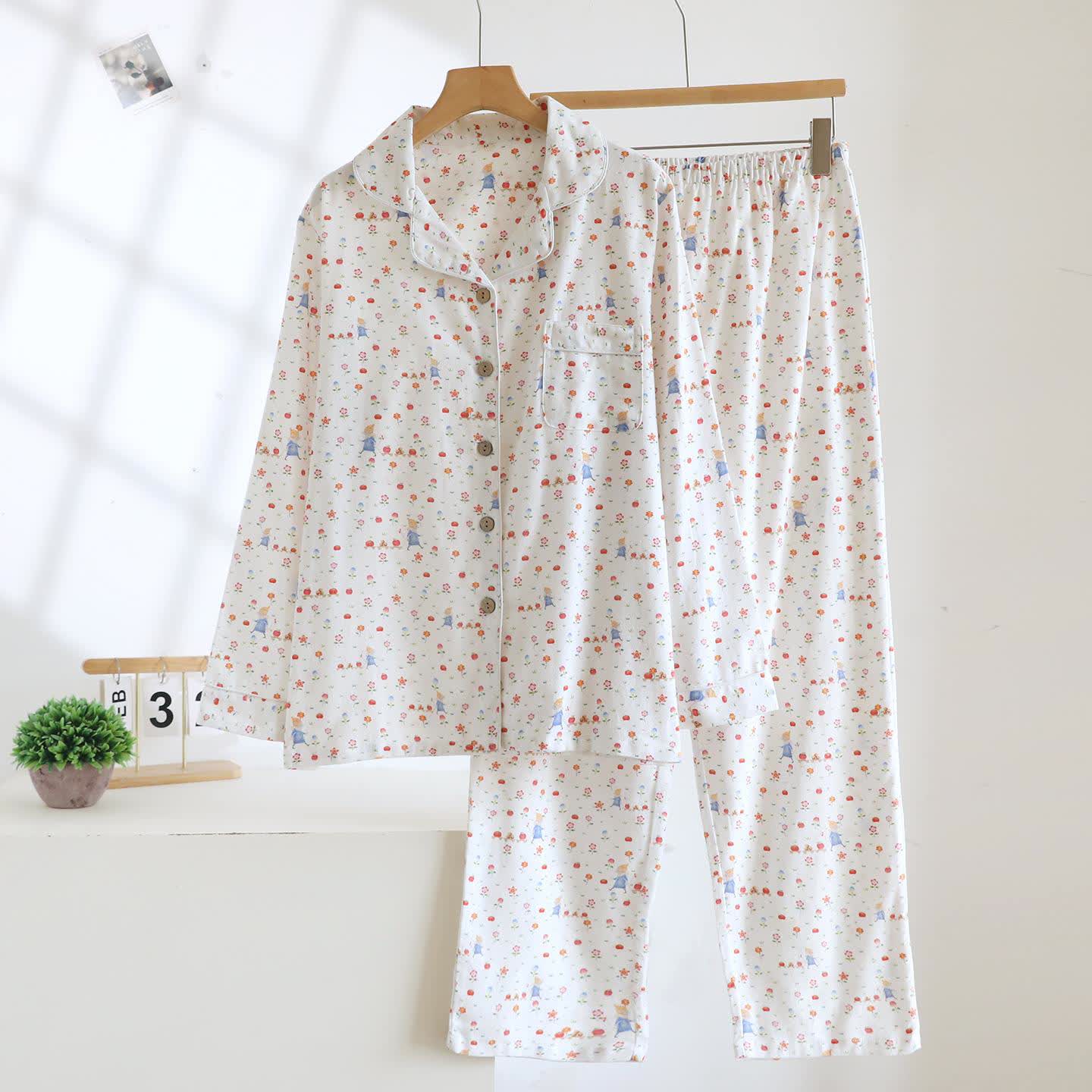 Dreamy Floral Brushed Cotton Loungewear Set - White - XL - image 0