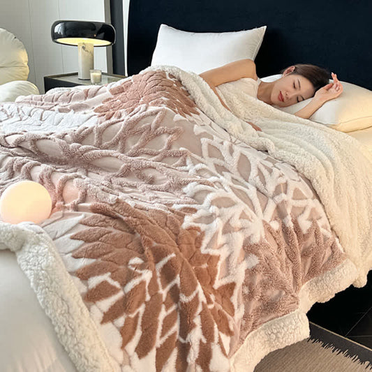 Floral-inspired Jacquard Sherpa Blanket - image 1
