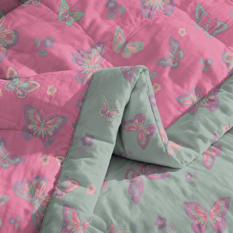 Pink Butterfly Cotton Gauze Jacquard Quilt - image 5