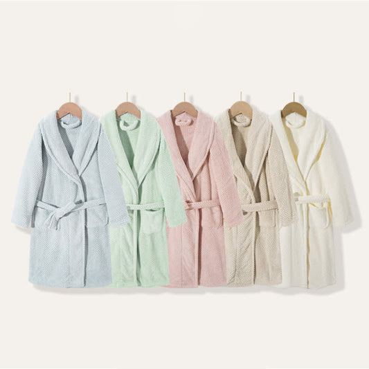 Simple Solid Plush Warm Child Robe - image 0