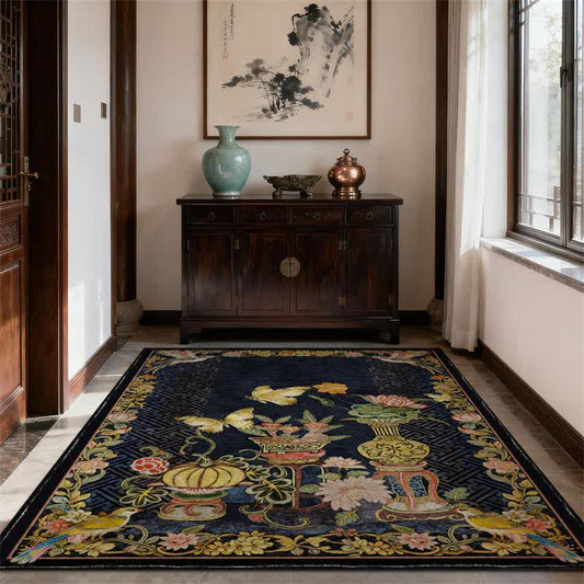 Vintage Floral & Bird Foldable Area Rug - image 1
