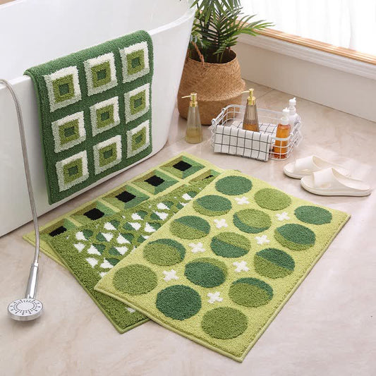 Geometric Pattern Jacquard Non-slip Bath Mat - image 0