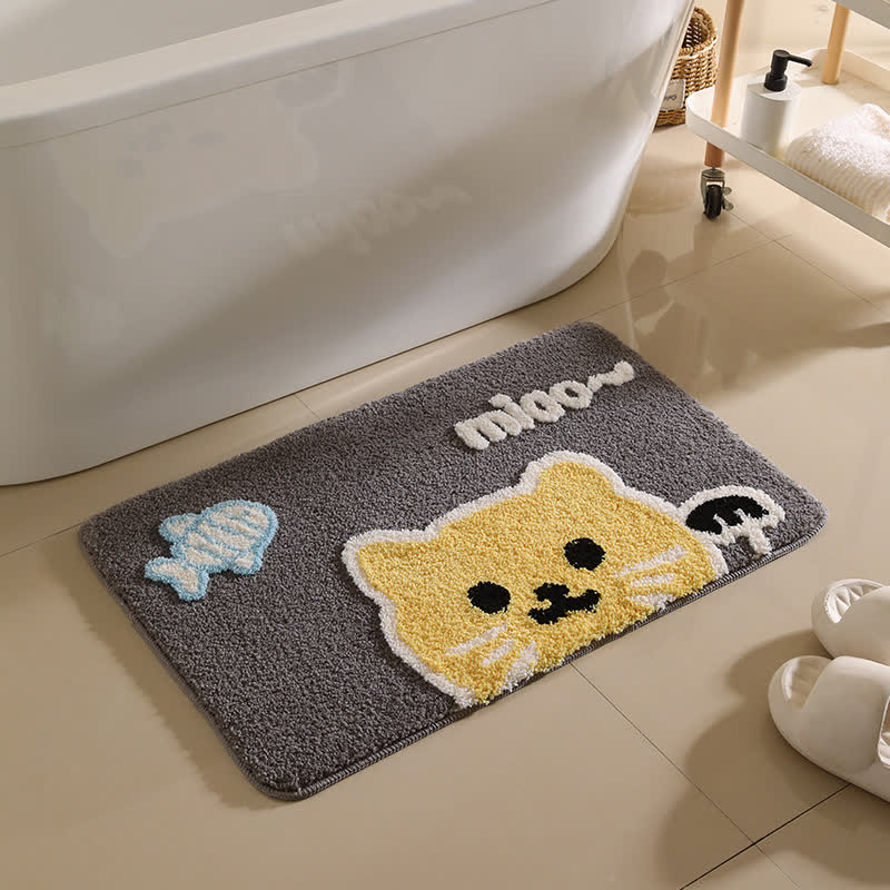 Cartoon Animal Pattern Non-slip Bath Mat - Cat - 19"W x 31"L - image 4