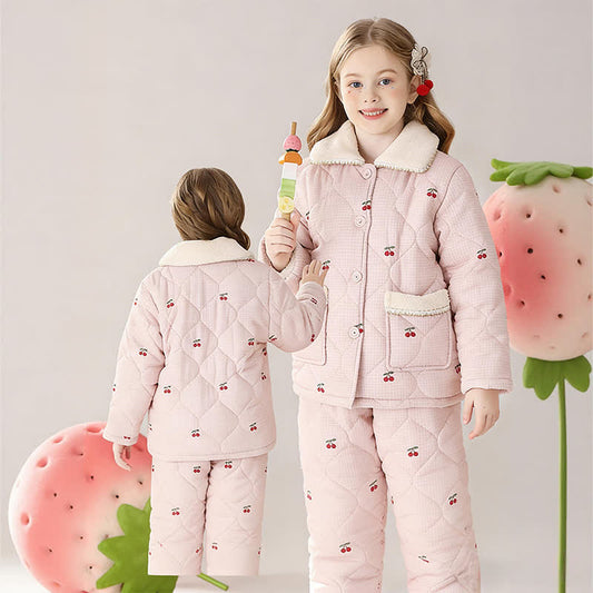 Cherry Print Quilted Child Loungewear Set - image 1