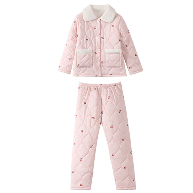 Cherry Print Quilted Child Loungewear Set - image 5