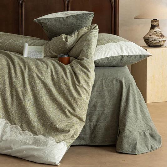 Sage Green Linen-Cotton Toile Bedding Set(4PCS) - image 1