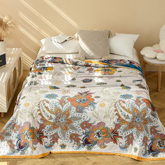 Retro Floral Pure Cotton Reversible Quilt - King - image 0