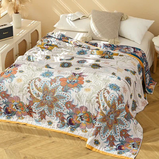 Retro Floral Pure Cotton Reversible Quilt - image 1