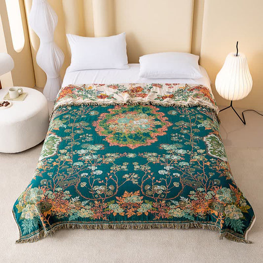 Floral Bouquet Cotton Gauze Tassel Quilt - image 1