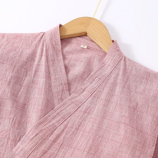 Subtle Plaid Cotton Gauze Kimono Loungewear - image 1