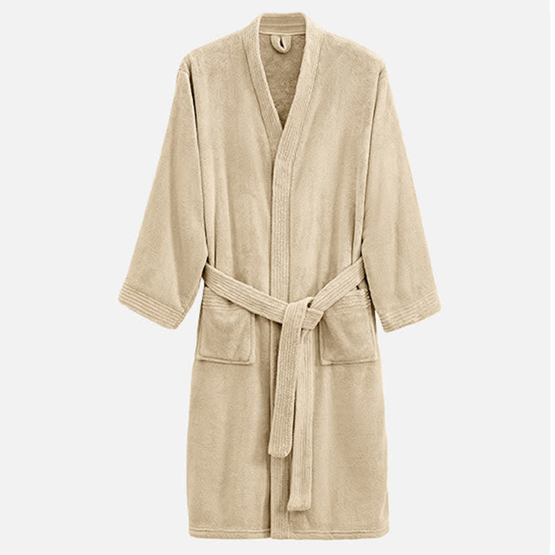Ownkot Unisex Cozy Hotel & Spa Terry Cloth Robe - Khaki - XL - image 13
