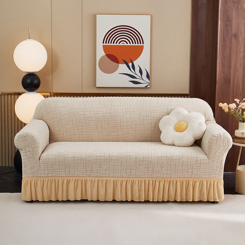 Elastic Full-Wrap Universal Fit Slipcover - Beige - 4-Seater 92" - 118" - image 10