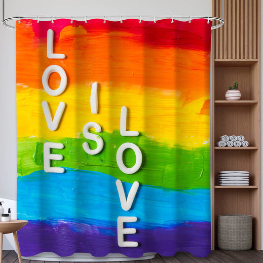 LOVE Letter Print Shower Curtain - B - 71"W x 79"L - image 1