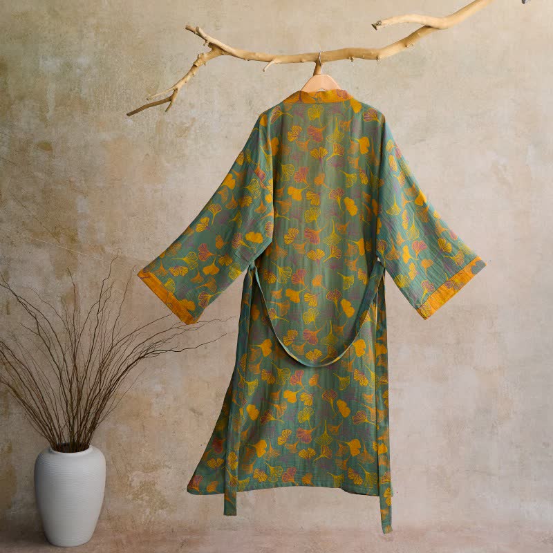 Ginkgo Biloba Cotton Gauze Kimono Robe - image 51