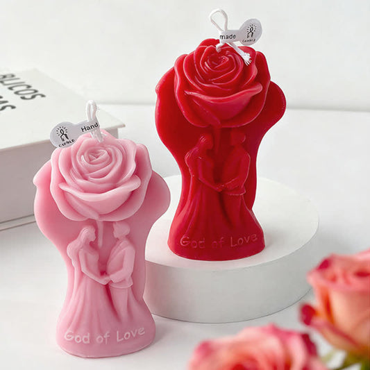 Romantic Rose Couple Scented Candle - Pink & Red - 4PCS - 1.85"W x 2.32"L x 3.78"H - image 0