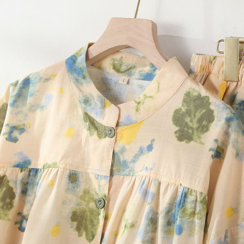 Oriental Ink Floral Cotton Loungewear Set - image 6