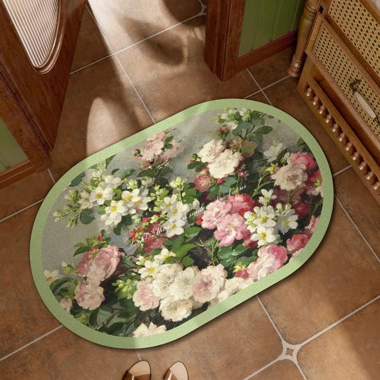 Oil Painting Floral Bath Mat - Light Green - 23"W x 35"L - image 1