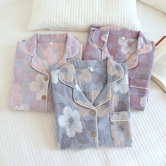 Cotton Cherry Blossom Jacquard Loungewear Set - image 1