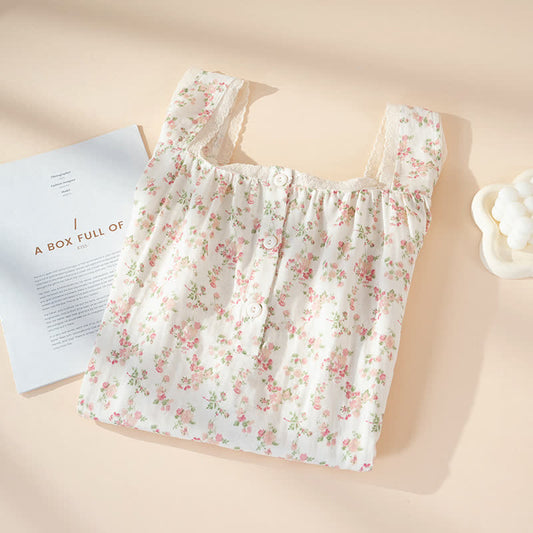 Pink Floral Pure Cotton Sleeveless Nightdress - image 1