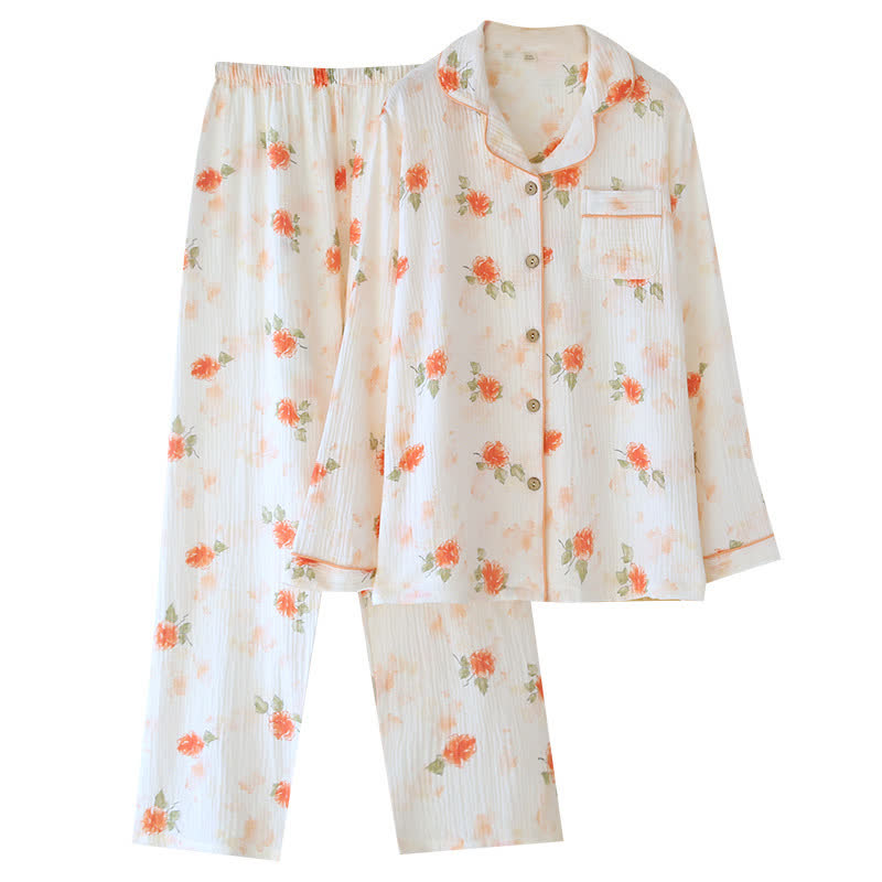 Orange Rose Cotton Gauze Loungewear Set - image 1