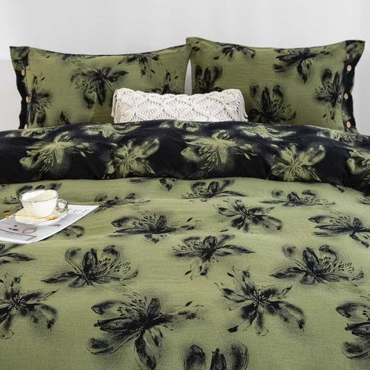 Oriental Ink Style Floral Cotton Bedding Set(4PCS) - image 1