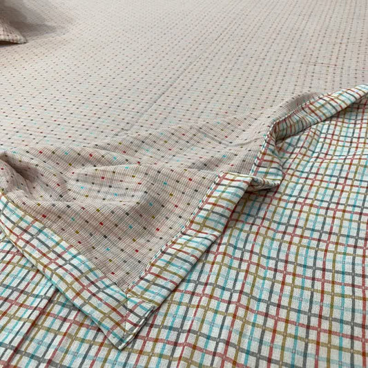 Colorful Gingham Cotton Reversible Sheet Bedspread - 2PCS Pillowcases - 19" x 29" - image 0