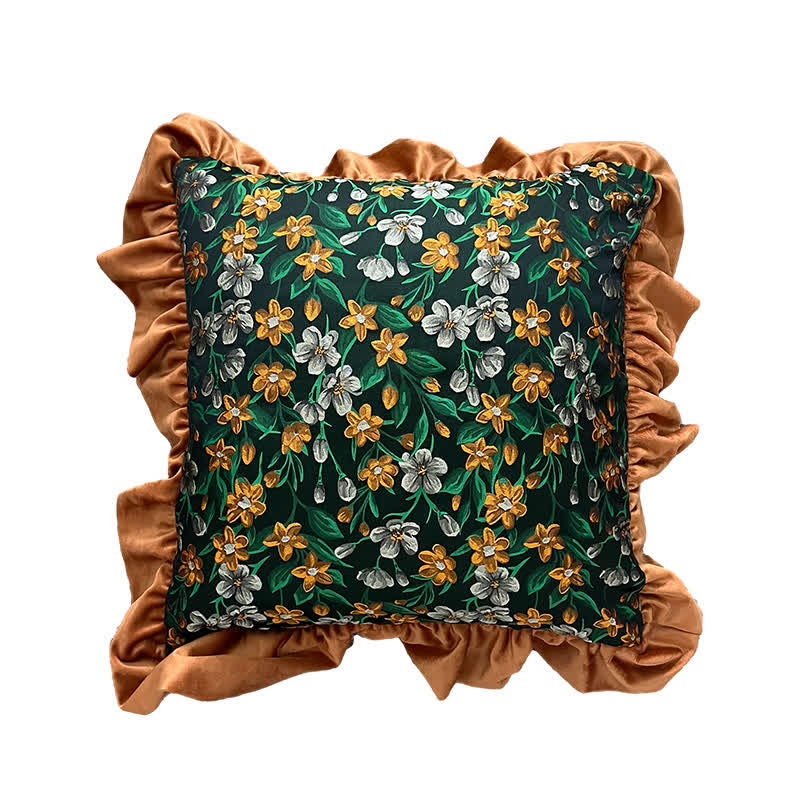 Retro Floral Leaf Ruffled Throw Pillow - image 5