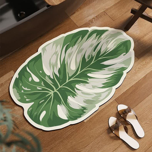 Tropical Leaf-Shaped Anti-Slip Bath Mat - Green - 31"x 47" - image 0