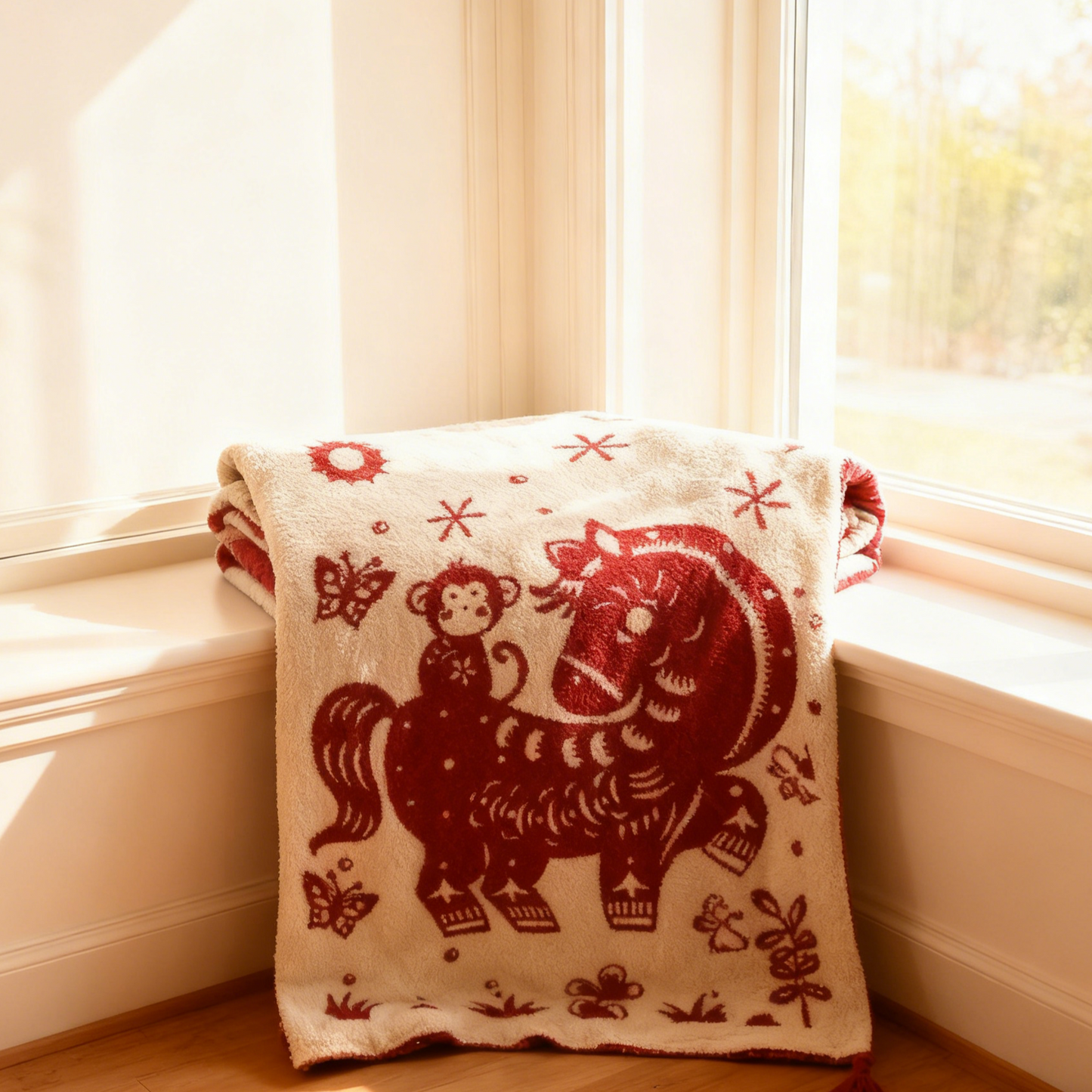 Festive Horse Pattern Double-Sided Blanket - image 5