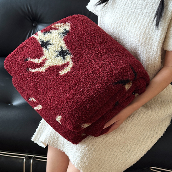 Festive Year of the Horse Knitted Throw Blanket - image 10