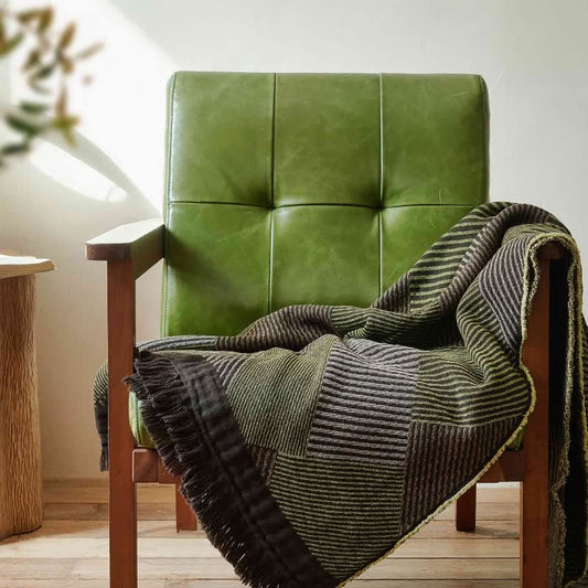 Subtle Striped Cotton Tassel Blanket - image 1