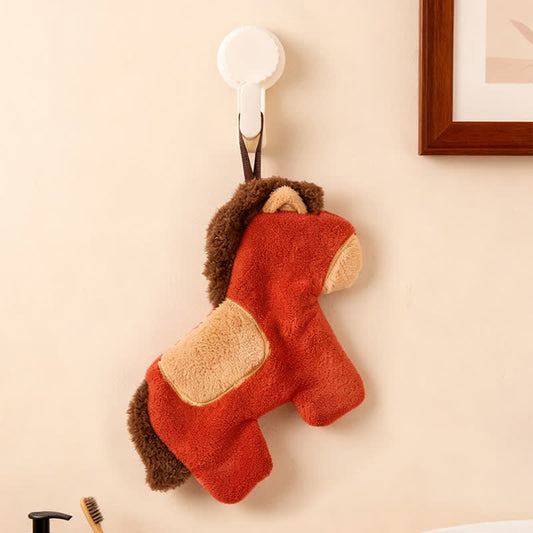 Pony Hangable Kitchen Bathroom Hand Towel - Red - 14"W*14"L - image 0