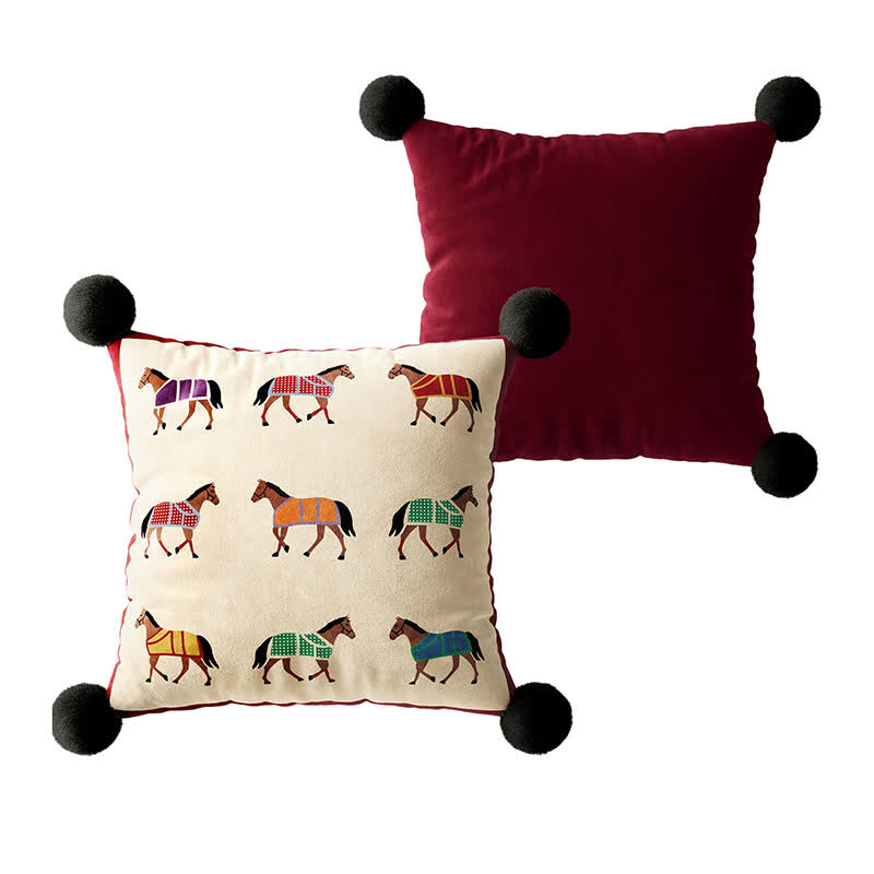 Horse-themed Print Square Throw Pillow Cover - 2PCS: C - 19" x 19" - image 6
