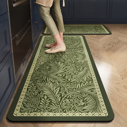 Botanical Leaf Pattern Kitchen Rug - 23" x 35"+23" x 79" - image 0