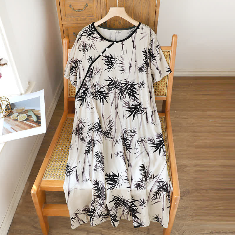 Vintage Oriental Ink Bamboo Nightgown - Black - XL - image 0