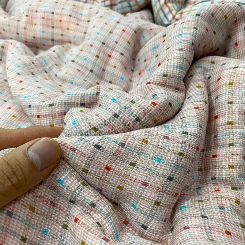 Colorful Check & Dot Cotton Gauze Bedding Set(4PCS) - image 5